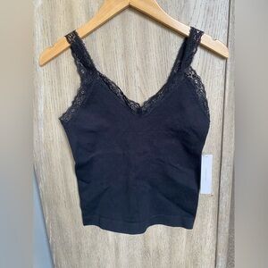 NWT Black Lace Trim Cami Top - S